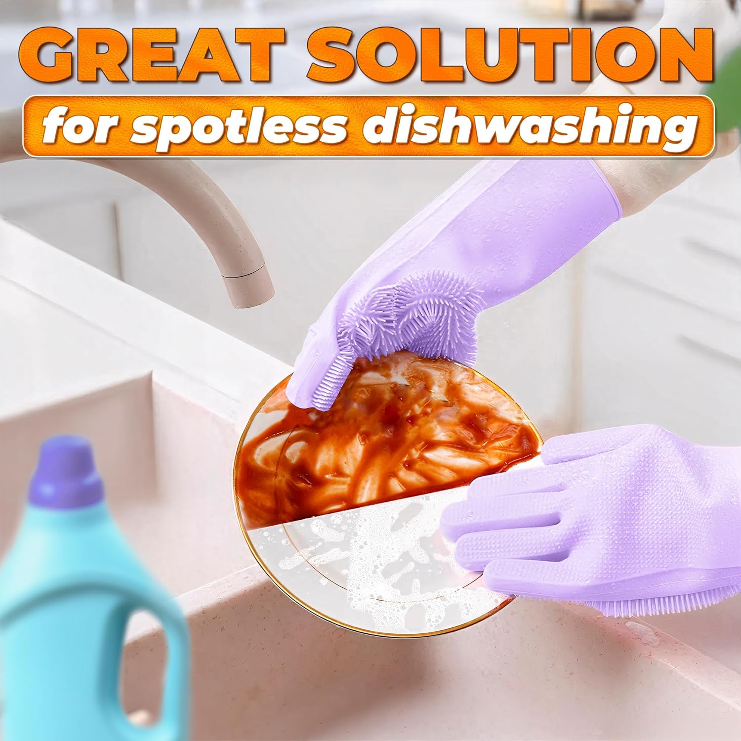 Silicone Dish Gloves with Scrubbers – Thick Tear-Resistant Dishwashing Gloves for Washing Dishes, Kitchen Cleaning, Bathroom Scrubbing & Daily Chores – Durable, Reusable Multi-Purpose Design - Image 7