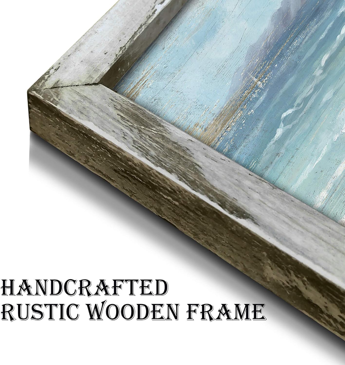 Abstract Seascape Framed Wall Art: Beach Chair on Sand Hand Painted Painting Print for Bedroom (24" W x 18" H, Multiple Sizes/Material) - Image 3