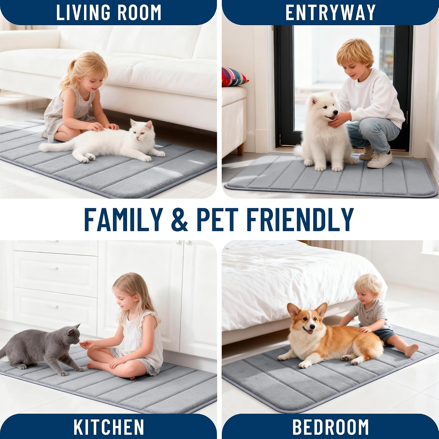OLANLY Memory Foam Bath Mat 30x20, Super Soft Absorbent Bathroom Rugs, Quick Dry, Machine Washable Shower Floor Rugs, Bathmat Carpet, Bathroom Home Decor Accessories, Grey - Image 9