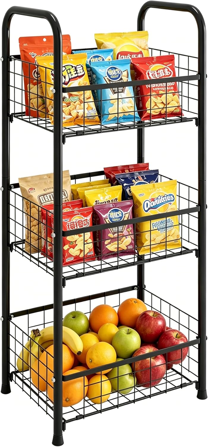PROXRACER 3-Tier FreeStanding Open Shelf,Bathroom Organizer Shelves Unit with Adjustable Feet, Metal Steel Storage Tower Organizer Rack Basket Cart for Bathroom, Living Room, Balcony, Kitchen - Image 5