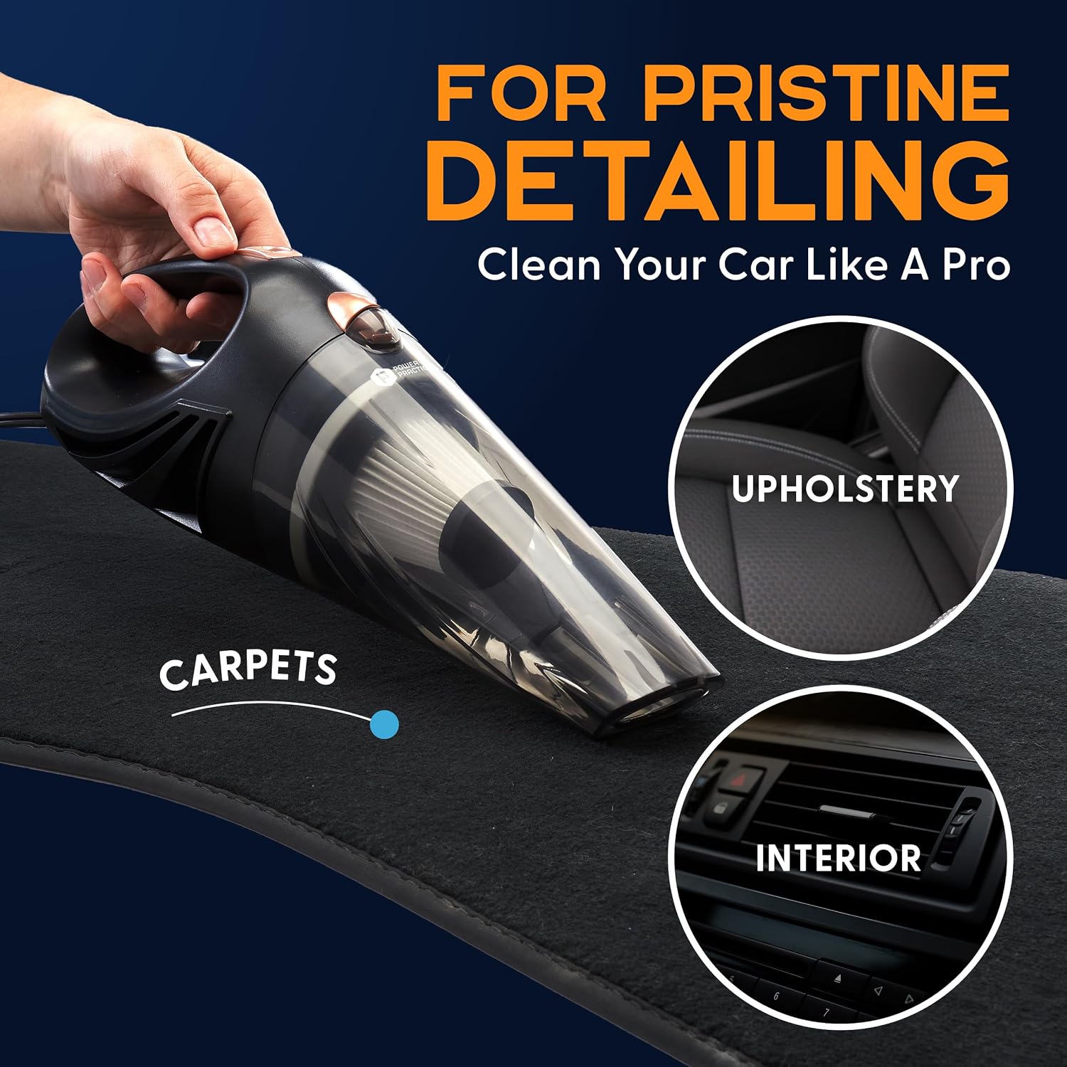 THISWORX Car Vacuum Cleaner - Portable, High Power, Handheld Vacuums w/ 3 Attachments, 16 Ft Cord & Bag - 12v, Auto Accessories Kit for Interior Detailing - Black - Image 4