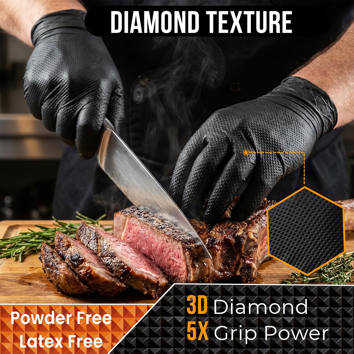 ANBOSON 10 Mil Heavy Duty Diamond Texture Nitrile Gloves, X-Large, 100 Ct | 10 Mil Diamond Grip, Heavy Duty Protection, Industrial Work, Automotive Repair, Mechanics, Equipment Maintenance, Secure Grip - Image 4