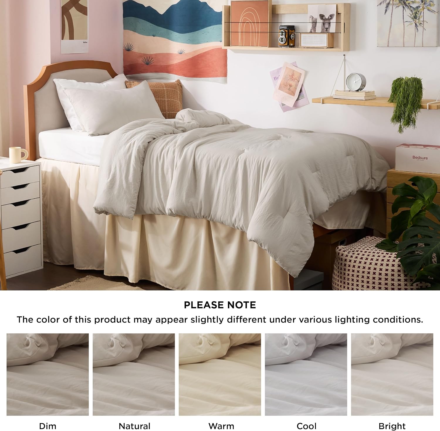 Bedsure Twin/Twin XL Comforter Set, Beige Soft Prewashed Bedding for All Seasons, 2 Pieces GentleSoft™ Bed Set, 1 Lightweight Comforter (68"x88") and 1 Pillowcase (20"x26") - Image 7