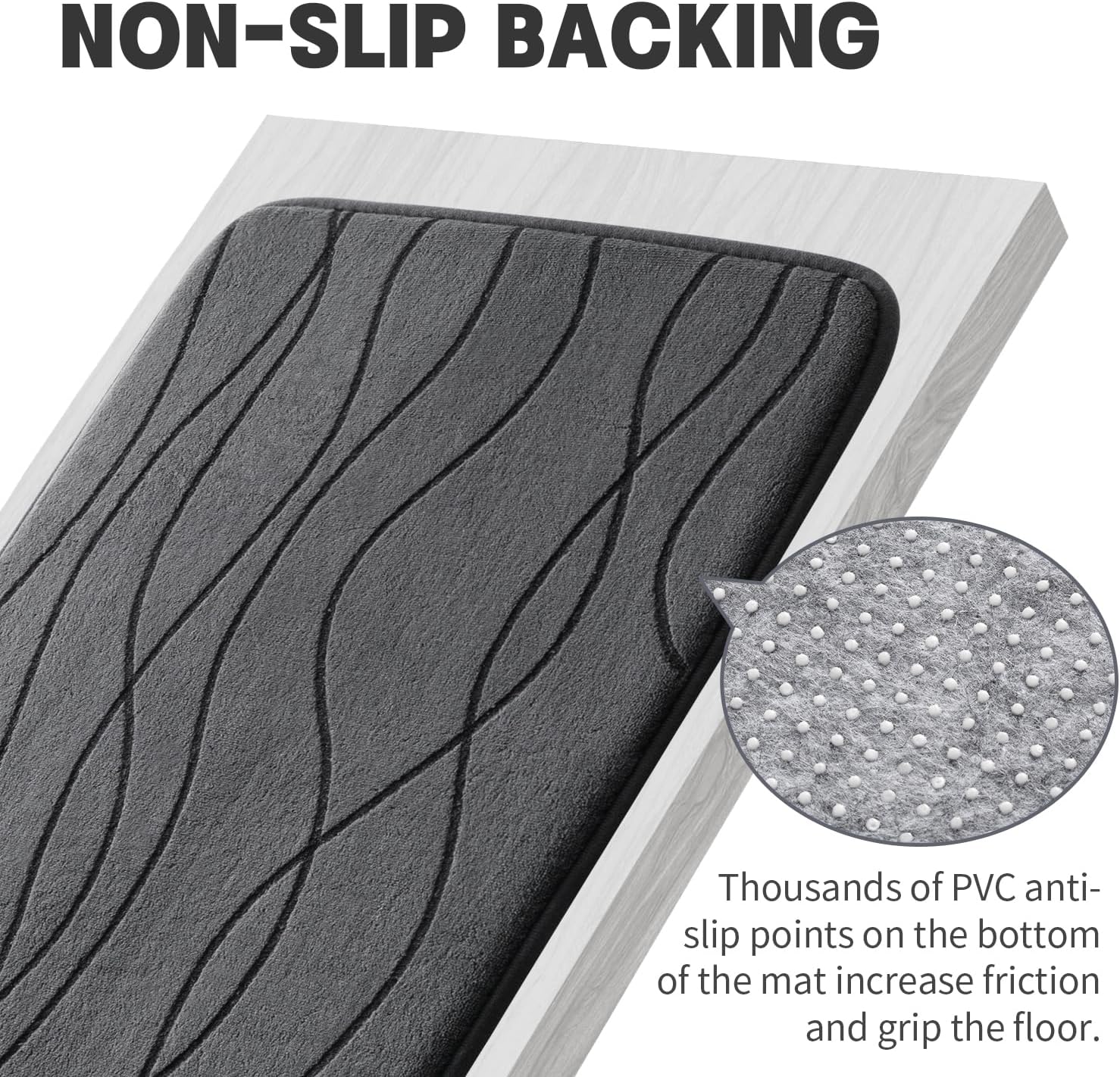YIHOUSE Bathroom Rugs Set 5 Piece, Memory Foam Bath Mat Dark Grey | Ultra Soft, Absorbent, Non-Slip, Machine Washable, for Bathroom, Sink and Toilet - Image 6