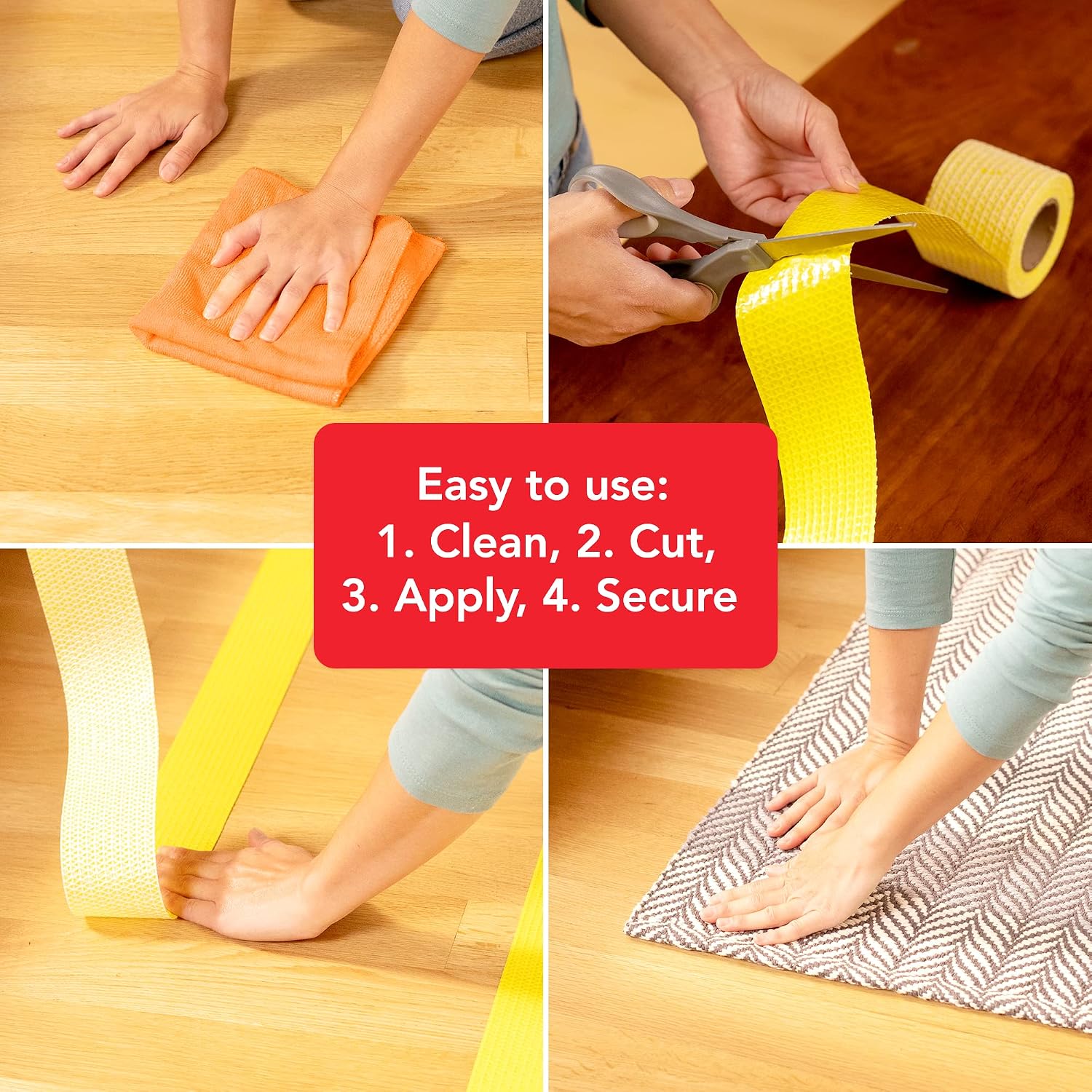 Rug Grip Rug Gripper Double Sided Non-Slip Residue Free Carpet Tape for Area Rugs and Runners - Works on All Floor Types Including Hardwood, Tile, Carpet and Vinyl (2.5in x 25ft) - Image 4