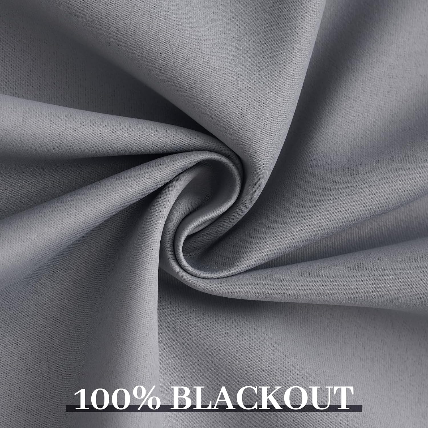 Yakamok Grey Room Darkening 100% Blackout Curtains Grommet Window Treatments with 2 Thick Layers-Gray Thermal Insulated Drapes Set of 2 Panels for Bedroom Living Room 52 Inches by 84 Inches Length - Image 6
