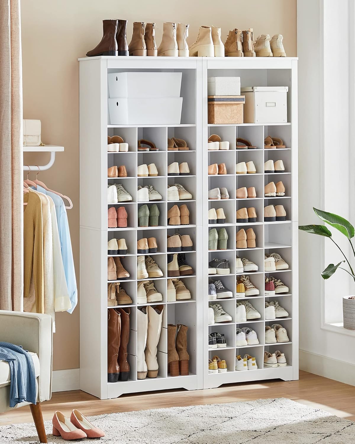 VASAGLE Shoe Storage Cabinet, 10 Tier Shoe Rack Organizer, Holds Up to 30 Pairs of Shoes, for Entryway Bedroom, 12.6 x 24.8 x 73.6 Inches, White ULBS273T14 - Image 4
