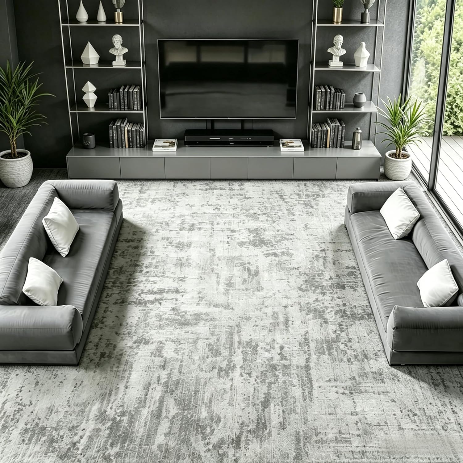 8x10 Area Rugs Washable Living Room Rug-No Slip Soft Carpets Modern Abstract Indoor Floor Stain Resistant Large Carpet for Bedroom Dining Room Farmhouse Nursery Home Office Grey - Image 8