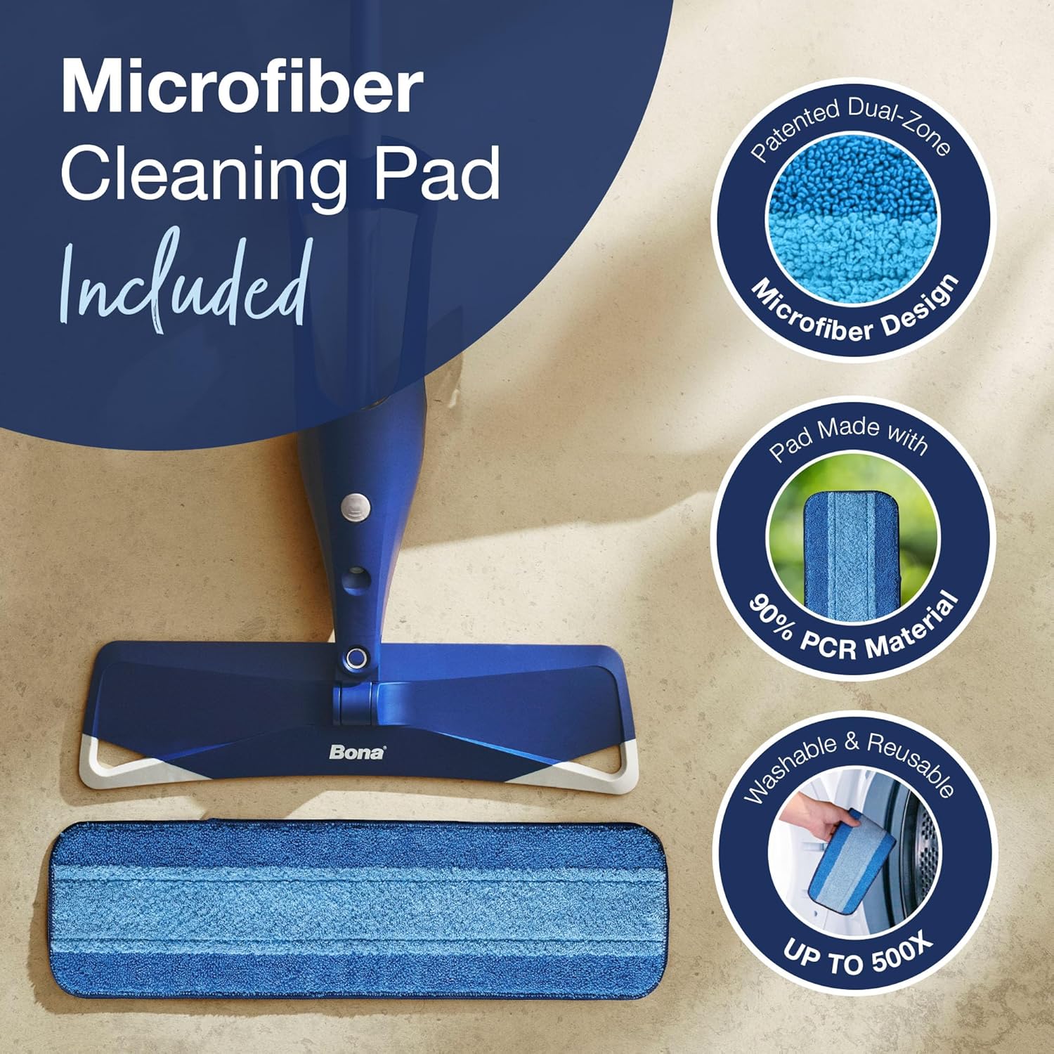 Bona Multi-Surface Floor Premium Spray Mop - Includes Multi-Surface Floor Cleaner Concentrate and Machine Washable Microfiber Cleaning Pad - For Stone, Tile, Laminate and Vinyl LVT/LVP Floors - Image 9