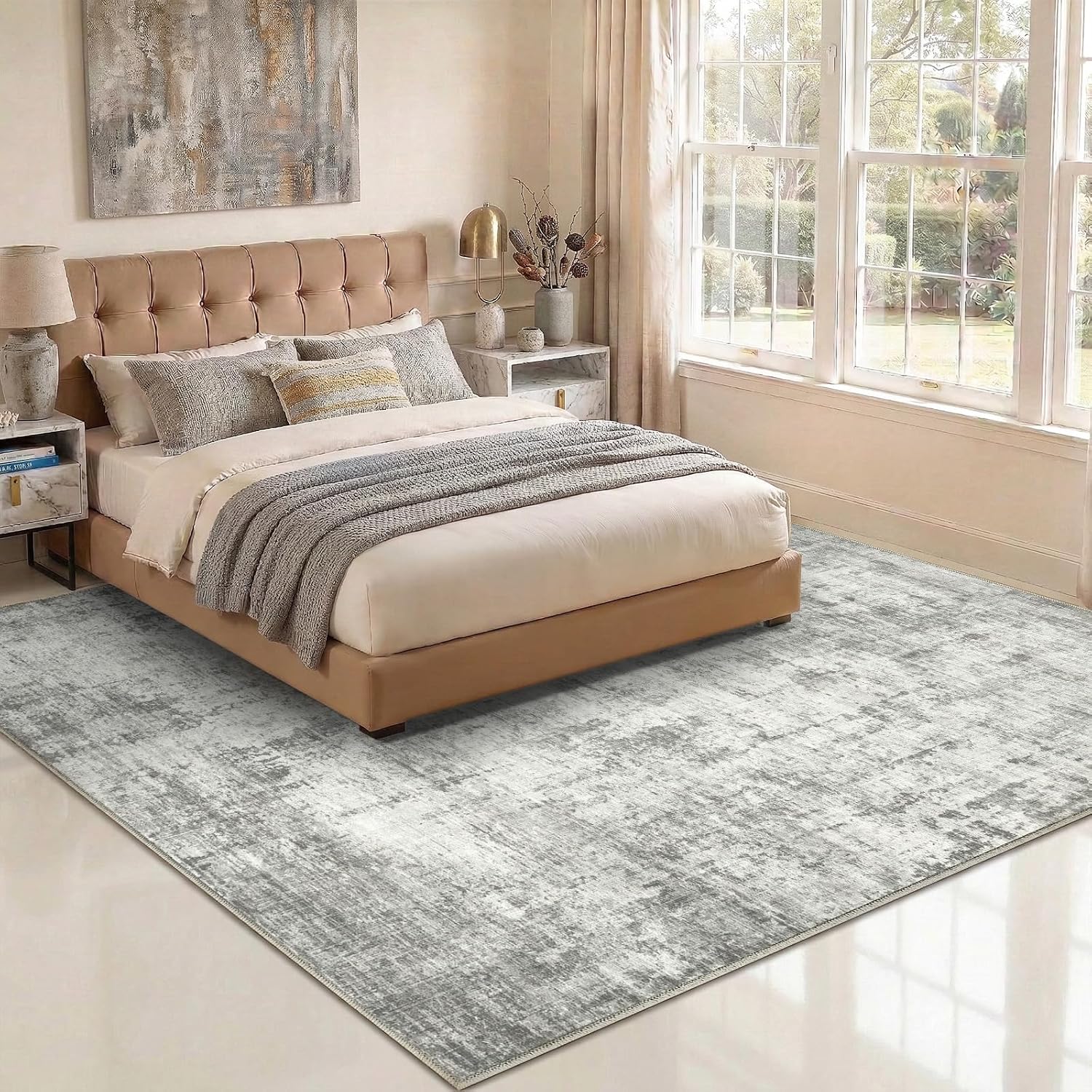 8x10 Area Rugs Washable Living Room Rug-No Slip Soft Carpets Modern Abstract Indoor Floor Stain Resistant Large Carpet for Bedroom Dining Room Farmhouse Nursery Home Office Grey - Image 7