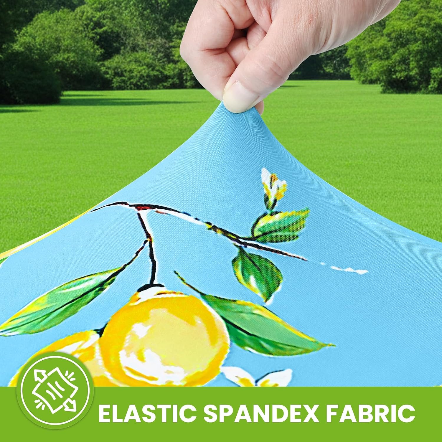 Smiry Spandex Fitted Tablecloth for 6 Foot Rectangle Tables, Washable Picnic Table Cover with Elastic, Stretch Reusable Table Cloth for Outdoor, Camping, Dining & Kitchen (Lemon, 30"x72") - Image 2