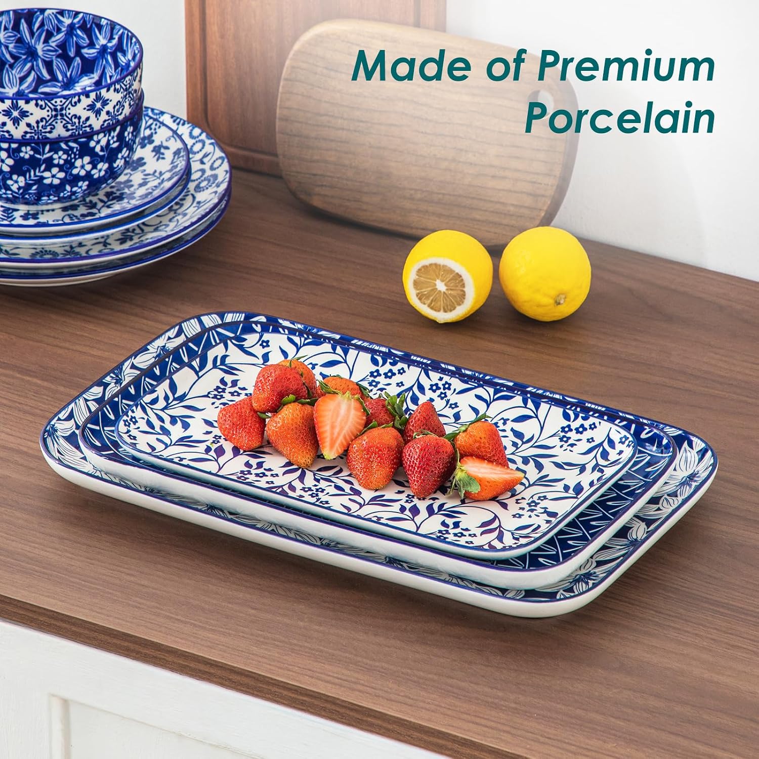 vancasso Porcelain Serving Trays for Party, Serving Platters Set of 3,Serving Dishes for Entertaining, Ceramic Party Trays and Platters for Serving Food, 16"/14"/12" Inch, Series SELENE - Image 4