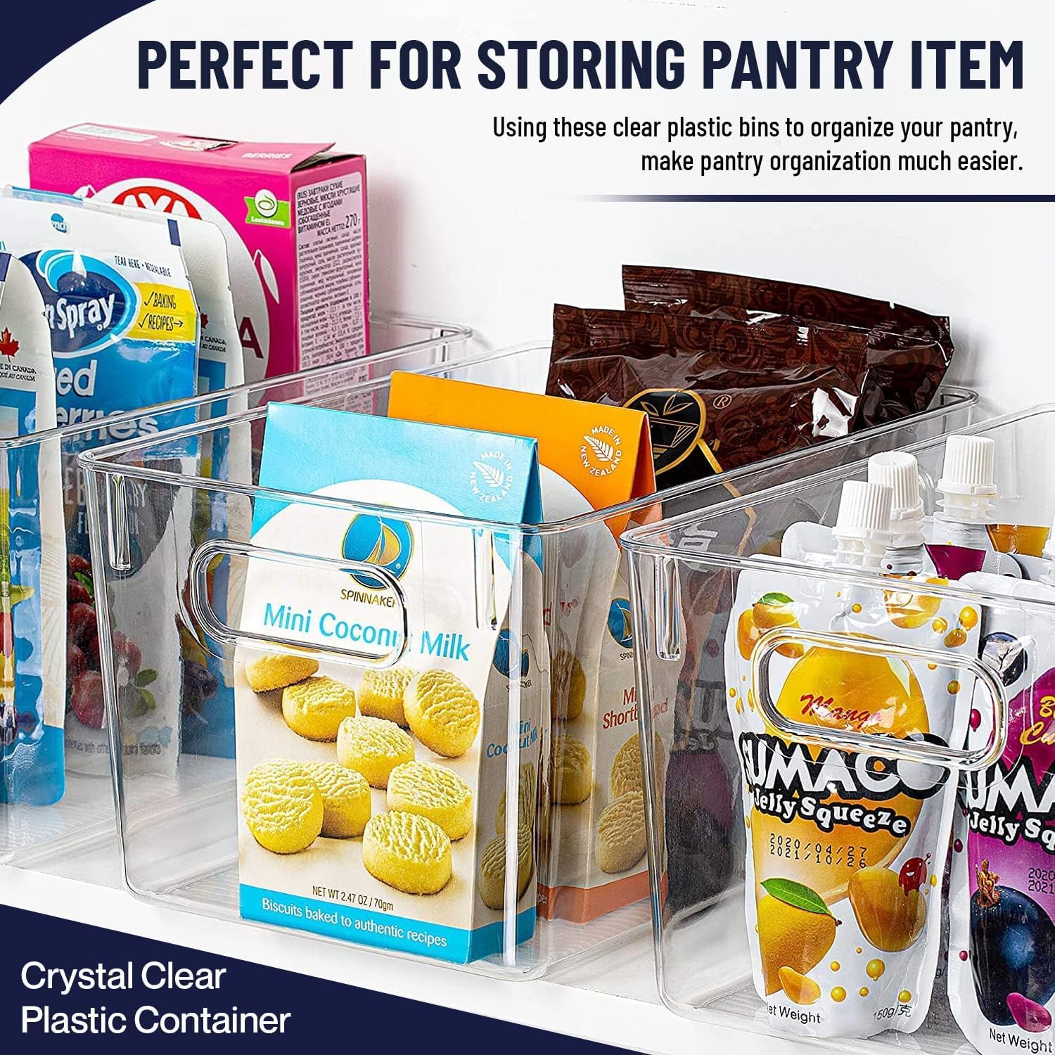 Clear Plastic Storage Bins with Lids, Perfect for Kitchen Organization or Pantry Organization and Storage, Stackable Fridge Organizer Bins, Storage Containers for Organizing, Cabinet Organizers - Image 3