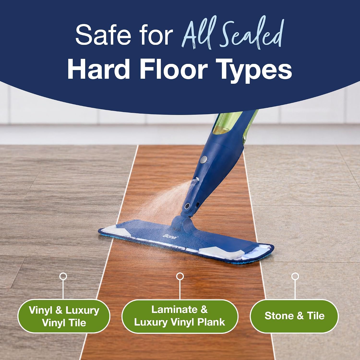 Bona Multi-Surface Floor Premium Spray Mop - Includes Multi-Surface Floor Cleaner Concentrate and Machine Washable Microfiber Cleaning Pad - For Stone, Tile, Laminate and Vinyl LVT/LVP Floors - Image 7