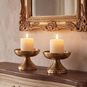 Set of 2 Gold Pillar Candle Holder,...
