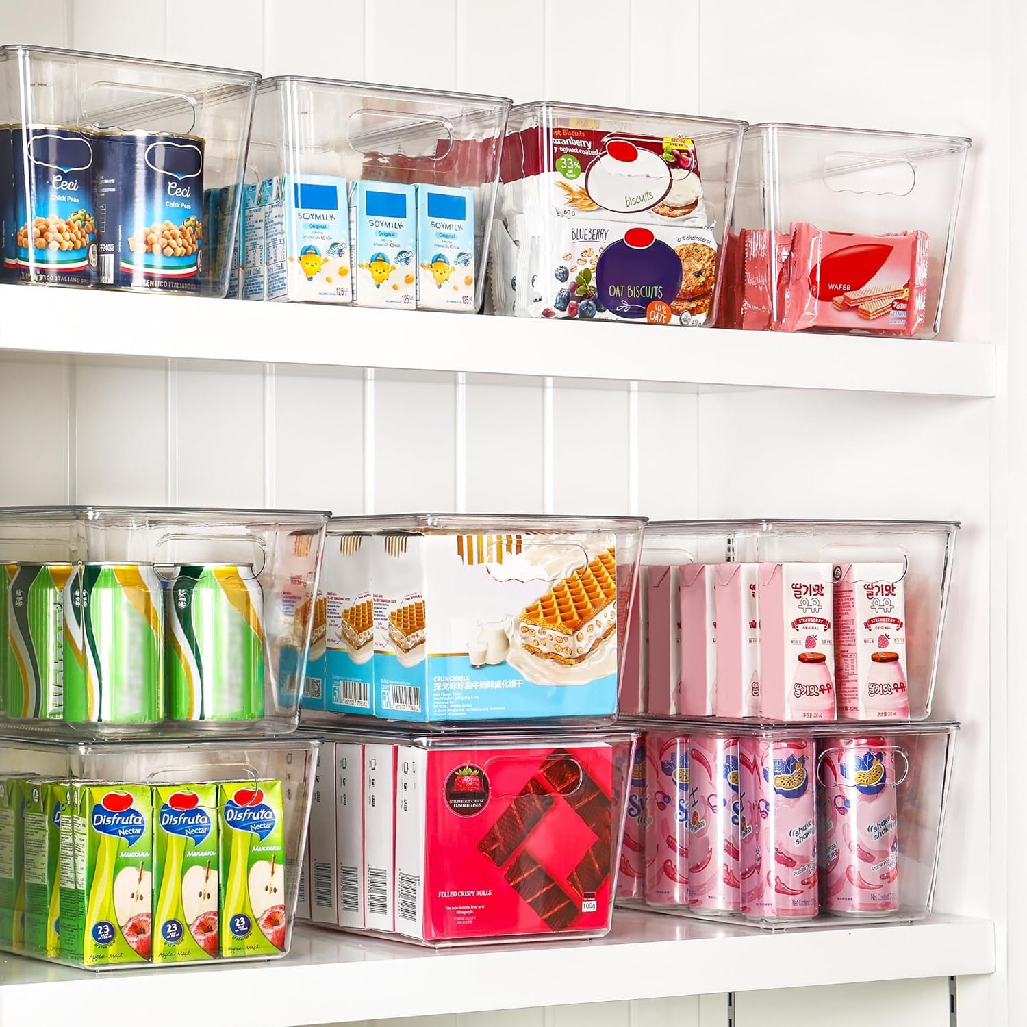 Vtopmart 6 Pack Clear Stackable Storage Bins with Lids, Large Plastic Containers with Handle for Pantry Organizer and Storage,Perfect for Bathroom,Cabinet,Kitchen,Fridge,Closet Organization - Image 4