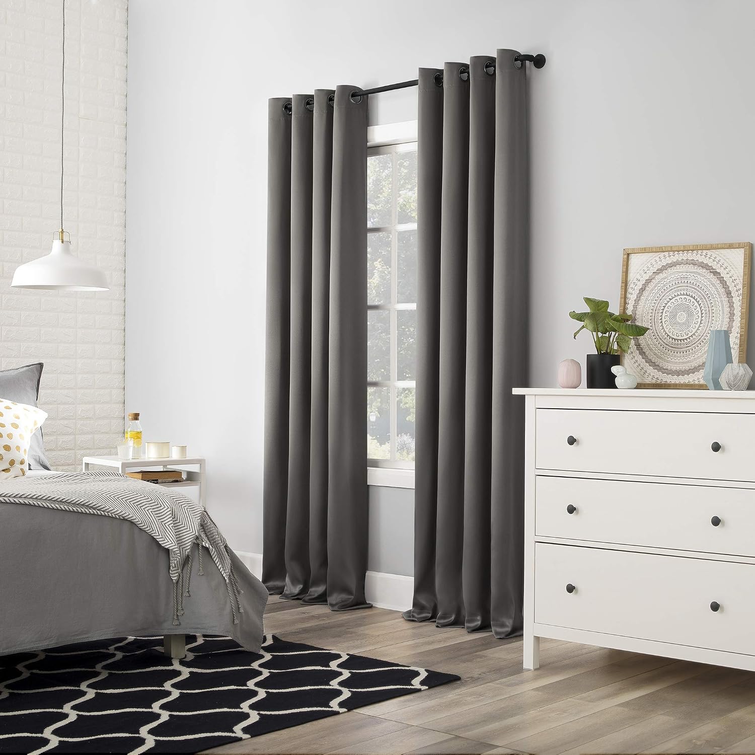 Sun Zero Nordic 2-pack Theater Grade Extreme 100% Blackout Grommet Curtain Panel Pair, 52" x 84", Gray(“Each panel measures 52”x84”. Combined panel pair measures 104”x84”) - Image 7