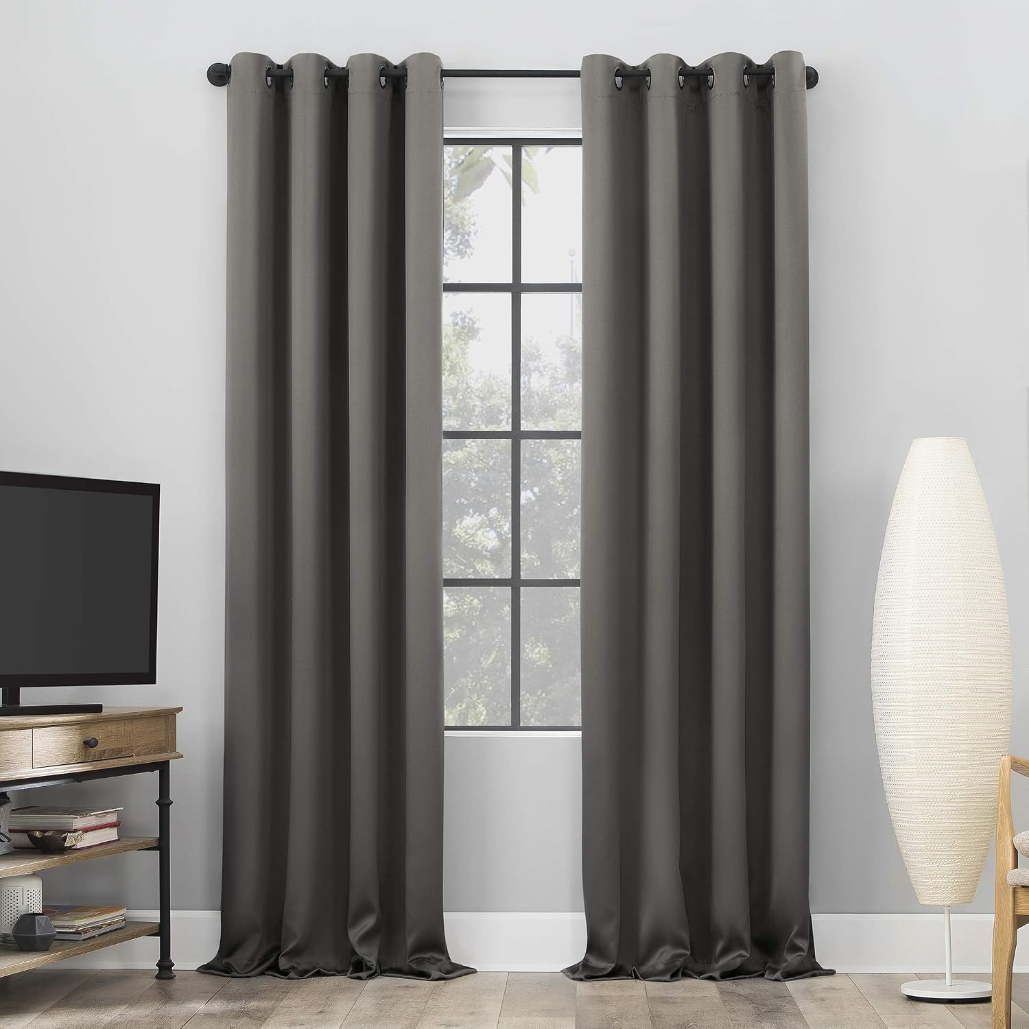 Sun Zero Nordic 2-pack Theater Grade Extreme 100% Blackout Grommet Curtain Panel Pair, 52" x 84", Gray(“Each panel measures 52”x84”. Combined panel pair measures 104”x84”) - Image 3