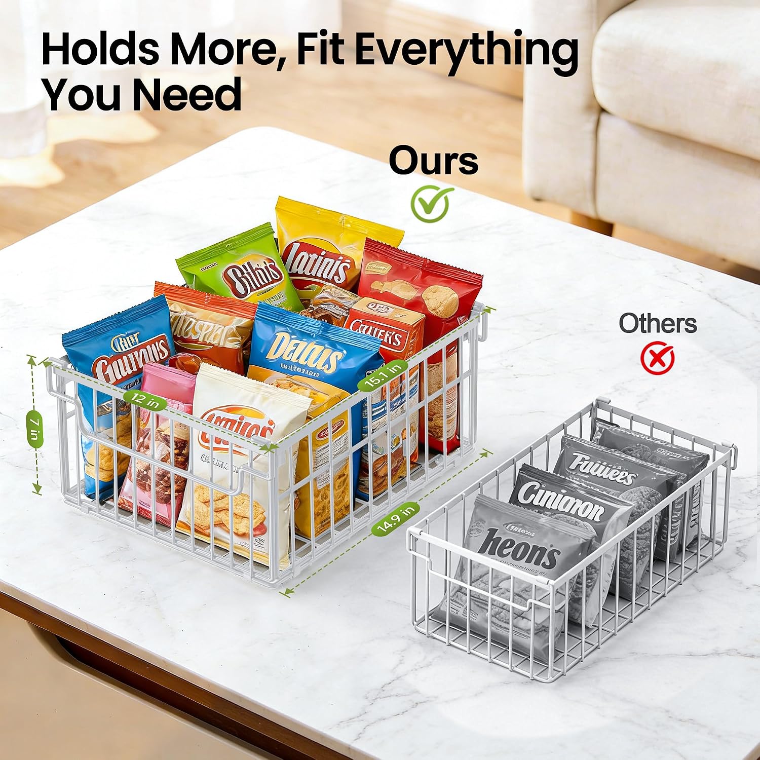 MSERCUOR Freezer Organizer Bins, 3 Pack Big Stackable Deep Chest Freezer Organizer Bins, Foldable Baskets with Handles, White Storage Container Baskets for 5 to 9 Cu.FT Deep Freezer Sort Frozen Meats - Image 2