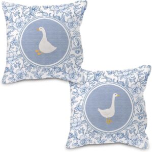 Blue and White Chinoiserie Goose Pi...
