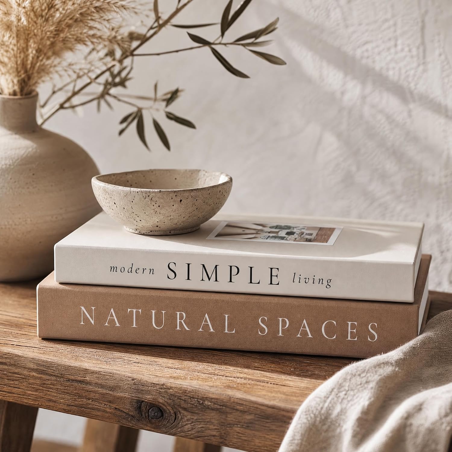 Beautiful Decorative Books - Set of 2 Boxes Enhance Your Coffee Table, Bookshelf or Mantel Shelf Decor - Aesthetic Fake/Faux Books for Modern Home Decoration, Photo Storage and as a Keepsake Box