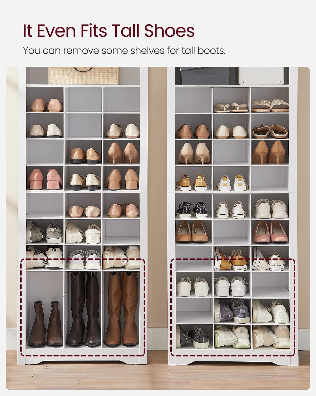 VASAGLE Shoe Storage Cabinet, 10 Tier Shoe Rack Organizer, Holds Up to 30 Pairs of Shoes, for Entryway Bedroom, 12.6 x 24.8 x 73.6 Inches, White ULBS273T14 - Image 5