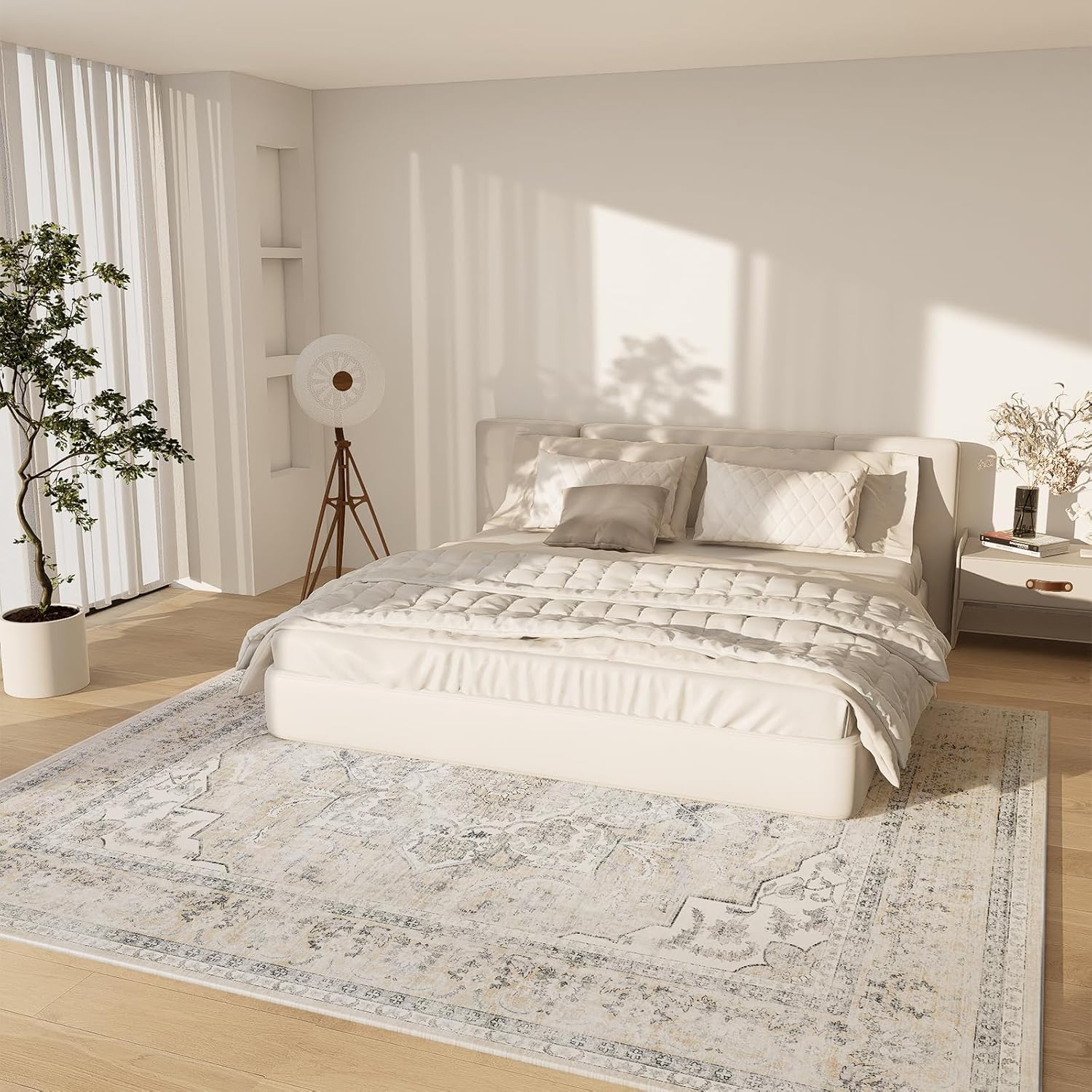 8x10 Area Rugs for Living Room: Washable Rug Non Slip Low Pile Soft Faux Wool Non Shedding Vintage Boho Large Carpet Rugs for Bedroom Dining Room Kitchen Nursery Under Table Home Office Farmhouse - Image 2