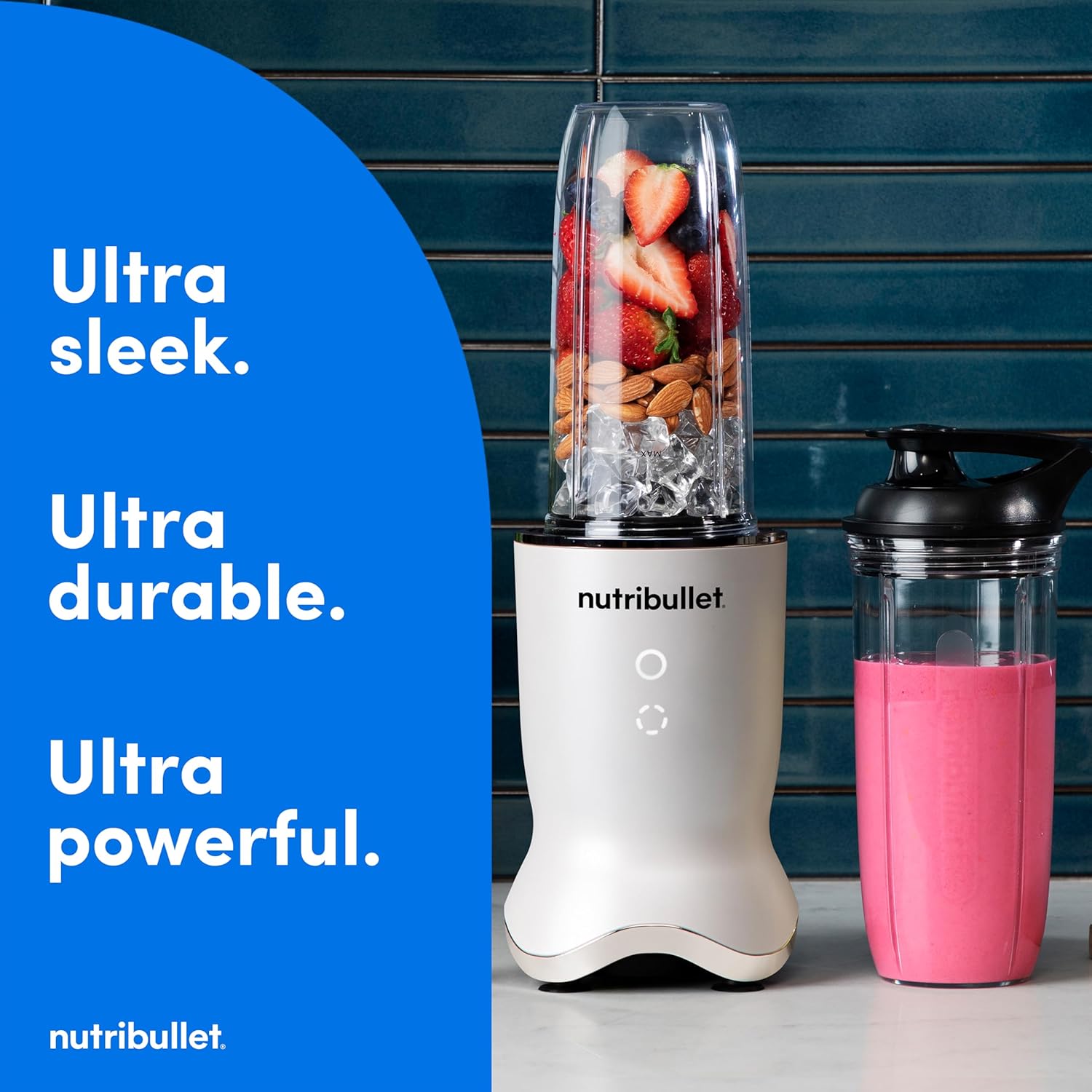 nutribullet® Ultra Personal Blender, 1200W, for Smoothies Shakes & Protein - Quietest Single-Serve Blender with Titanium Coated Blades, 3 BPA-Free Cups (32oz + 24oz), To-Go Lids, Dishwasher Safe - Image 2