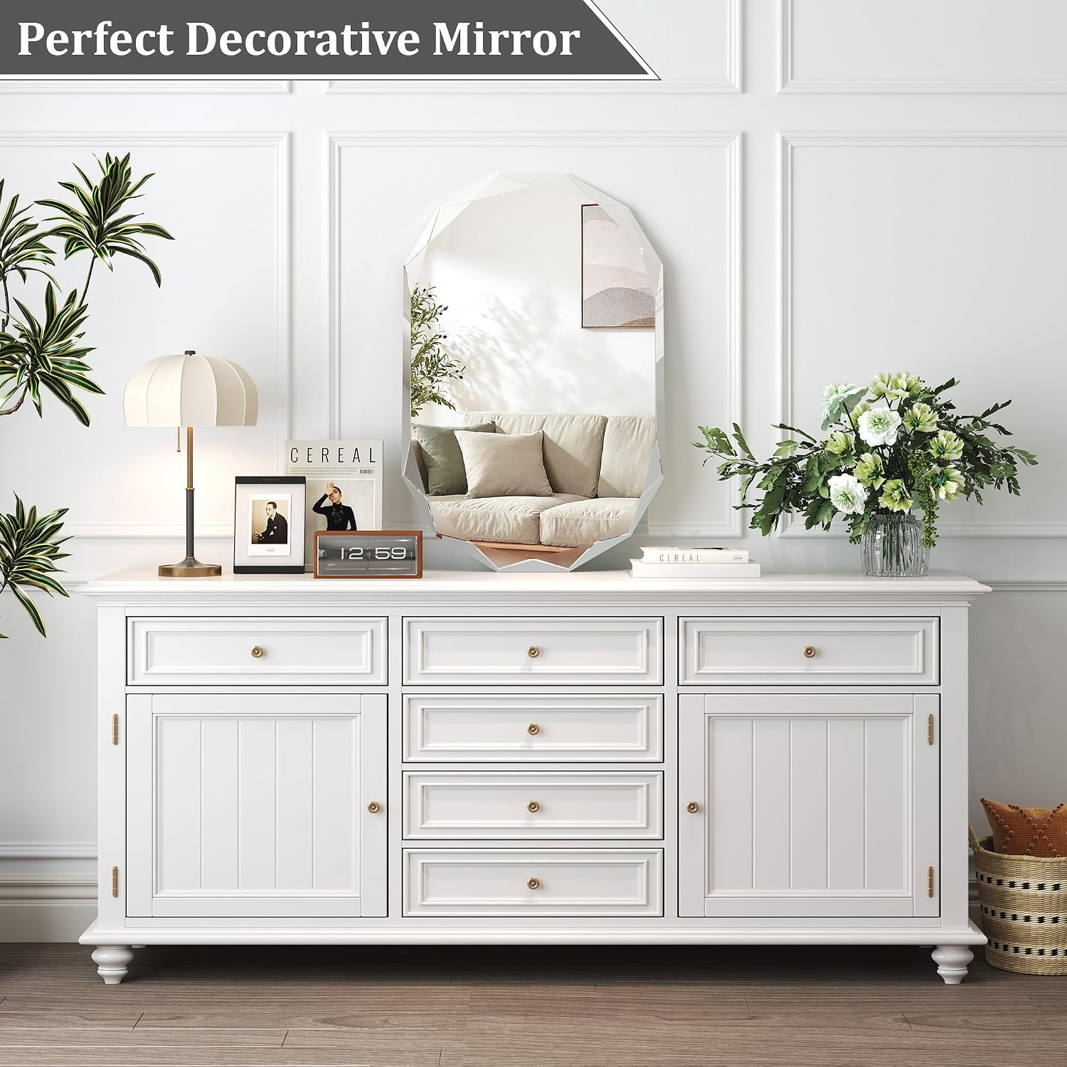 Krymnar 30x22 Inch Beveled Oval Bathroom Mirror, Frameless Copper-Free Silver Mirror, Modern Vanity Mirror, Decorative Wall Mirrors Over Sink for Restroom, Bedroom, Living Room, Bathroom, Entryway - Image 7