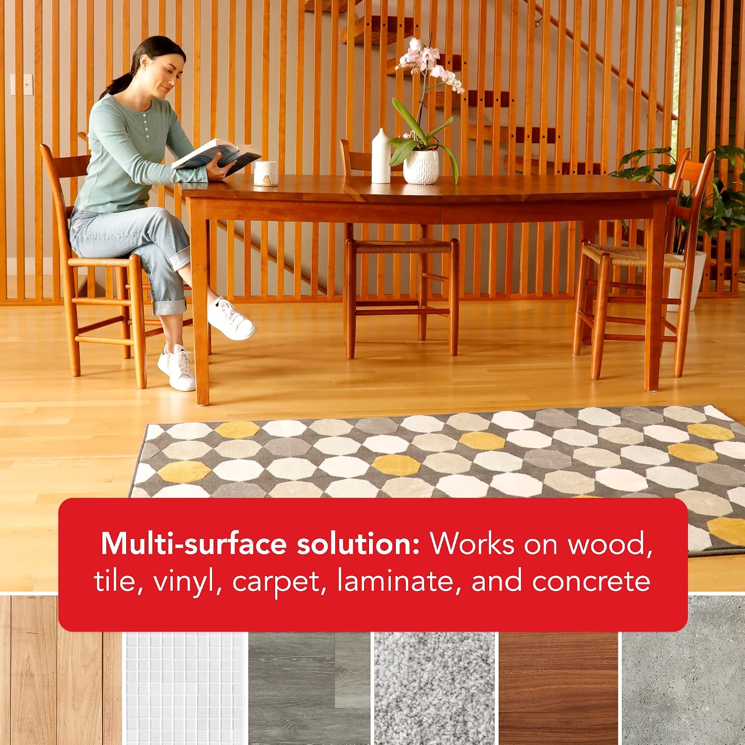 Rug Grip Rug Gripper Double Sided Non-Slip Residue Free Carpet Tape for Area Rugs and Runners - Works on All Floor Types including Hardwood, Tile, Carpet and Vinyl (6in" x 25ft) - Image 3