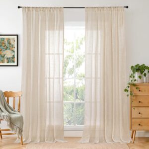 BGment Tan Linen Curtains 84 Inch L...