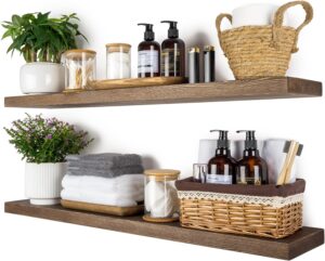 BGMG 36 inch Walnut Floating Shelve...