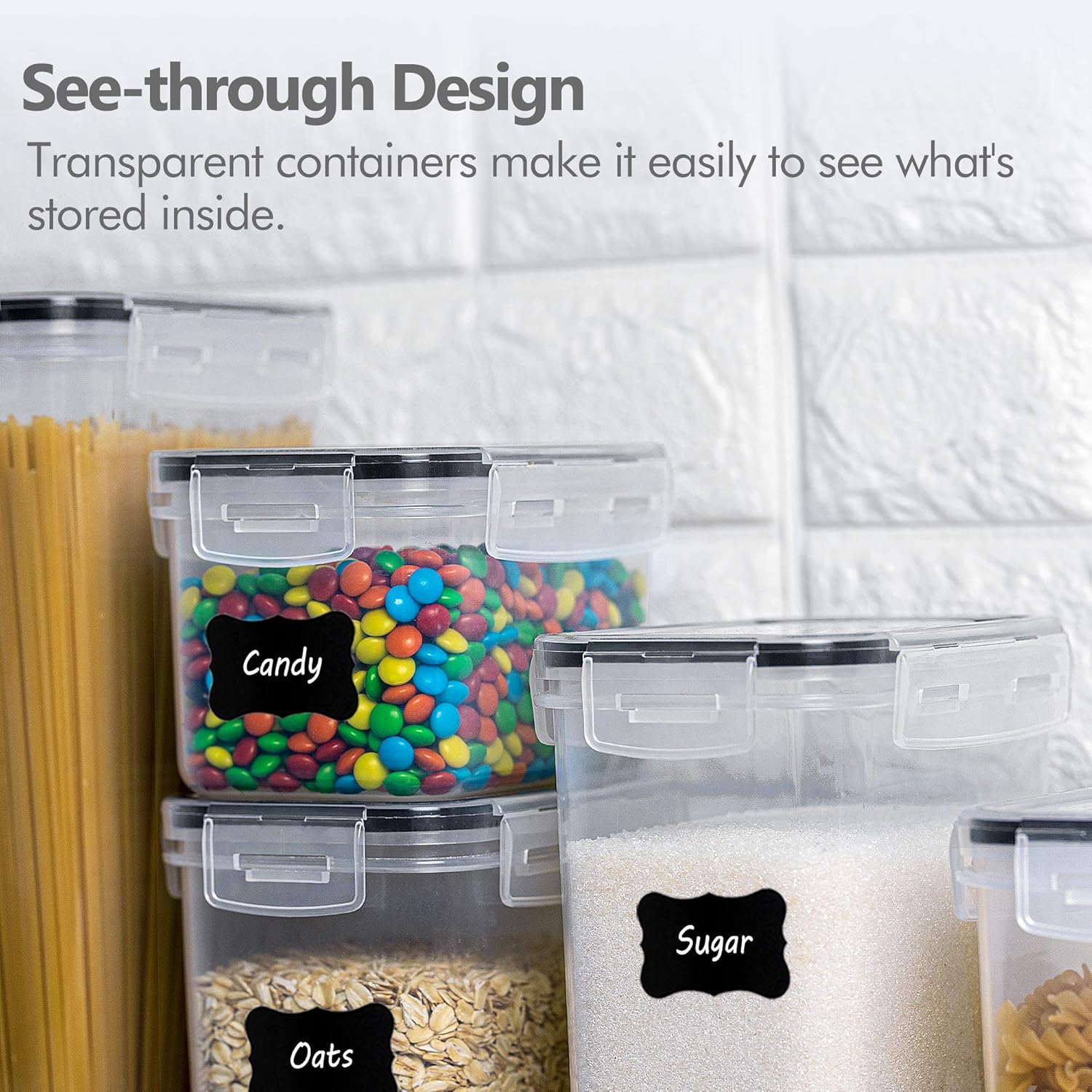 CHEFSTORY Airtight Food Storage Containers Set, 14 PCS Kitchen Storage Containers with Lids for Flour, Sugar and Cereal, Plastic Dry Food Canisters for Pantry Organization and Storage - Image 8