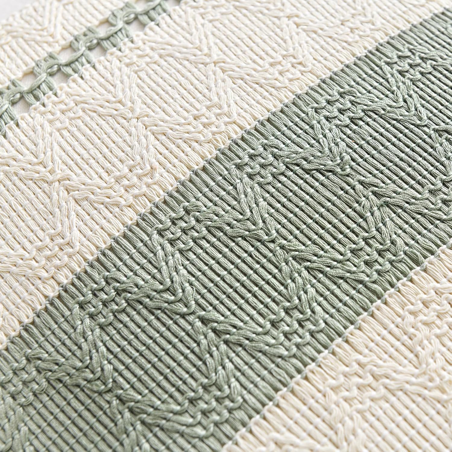 Fancy Homi Set of 1 Sage Green Boho Lumbar Decorative Throw Pillow Covers 12x20 Inch for Living Room Bedroom Couch Bed Chair, Rustic Retro Cushion Case, Bohemian Room Home Decor - Image 4