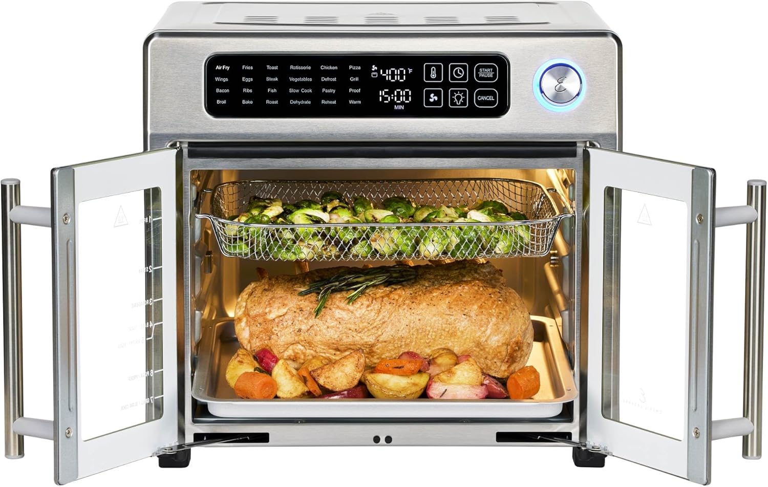 Emeril Lagasse Extra Large French Door Air Fryer Toaster Oven Combo, 24 Cooking Functions and Digital Controls, 7 Accessories Included, Stainless Steel Finish, 26QT Capacity - Image 10