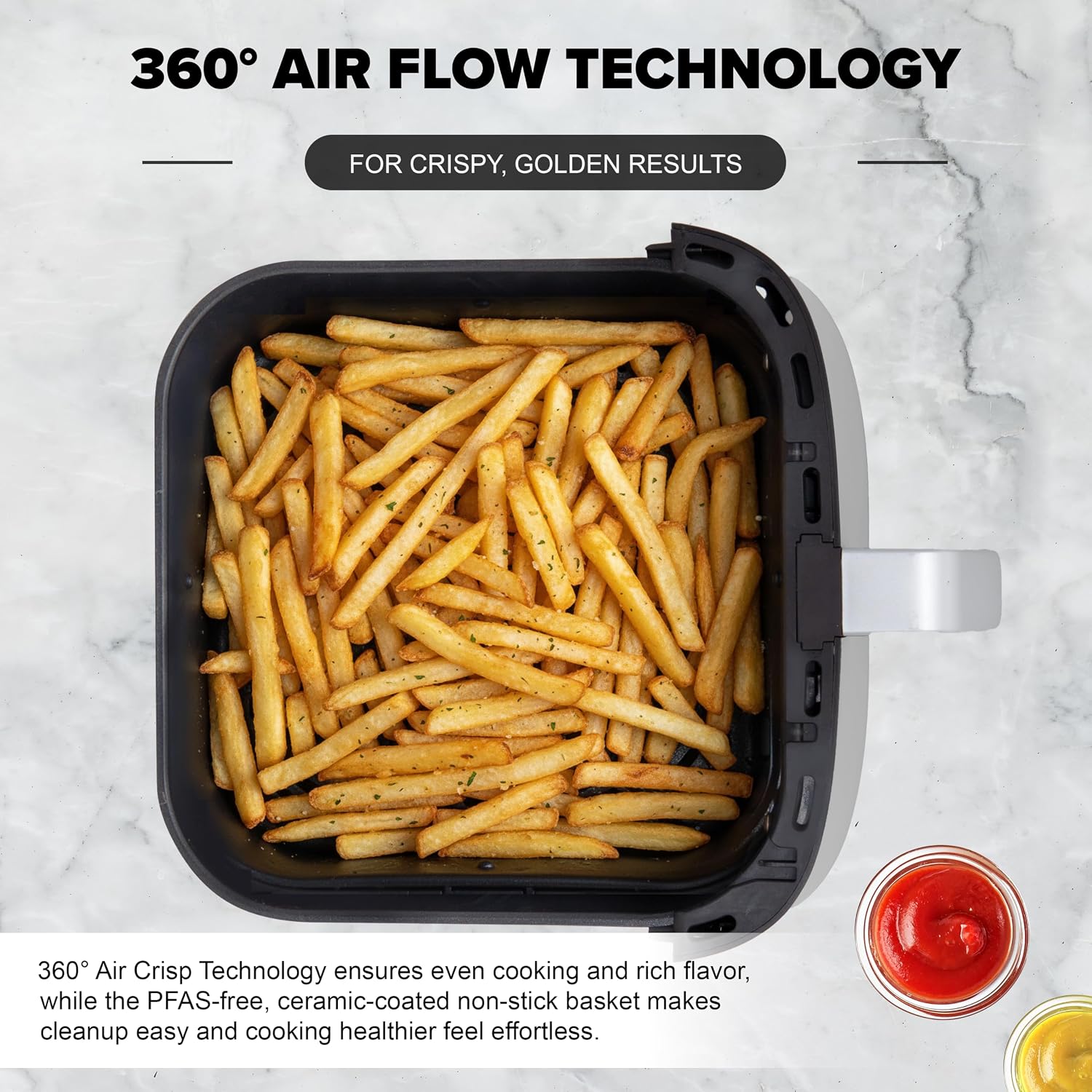 Nuwave Brio Plus 6-in-1 Air Fryer, 7-Qt Large Capacity, 50°F–400°F Precise Temp Control, Non-Toxic PFAS-Free Nonstick, Air Fry, Bake, Roast, Toast, Dehydrate, Reheat, 100 Presets, Dishwasher Safe - Image 3