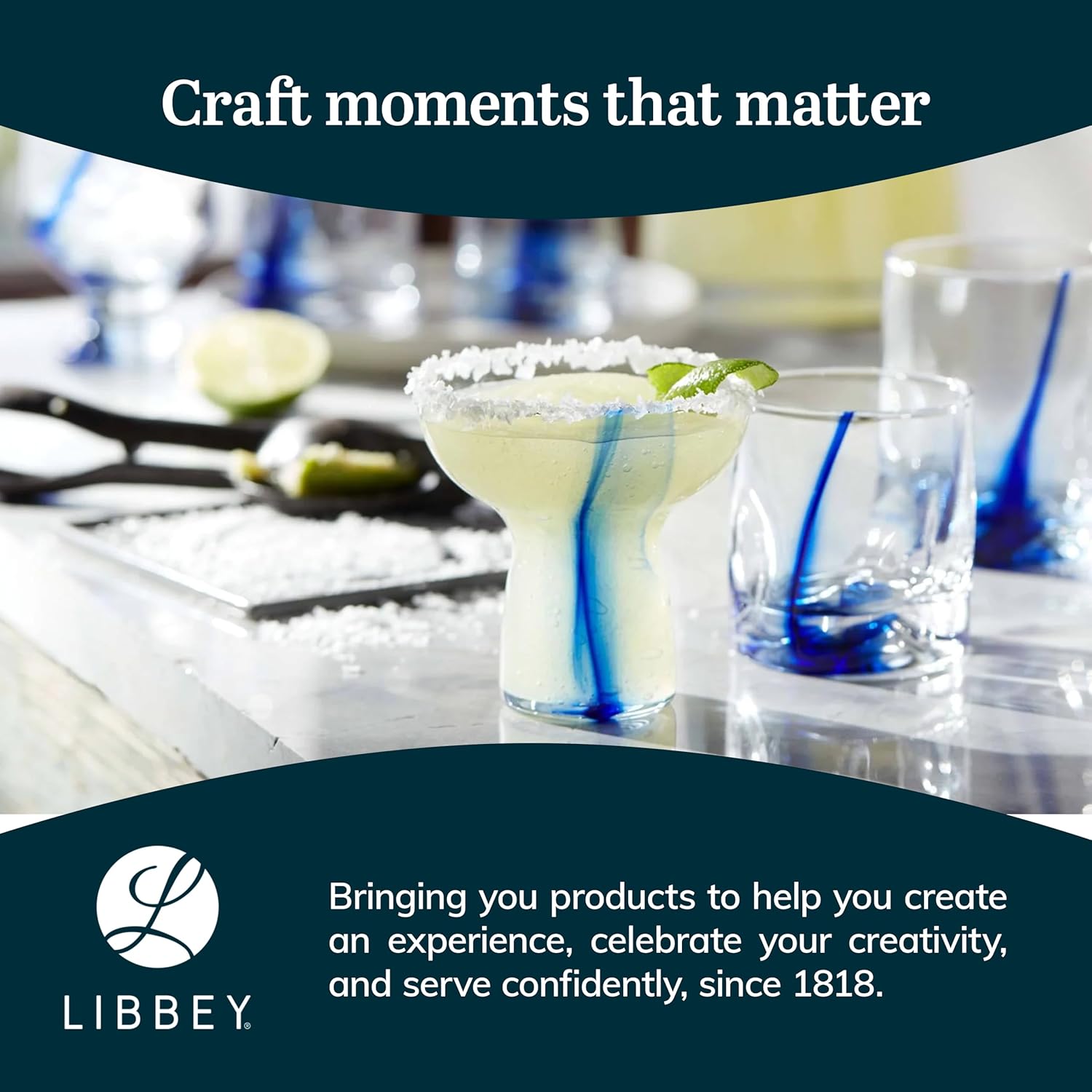 Libbey Tumbler and Rocks Glasses Drinking Set, Unique Blue Ribbon Drinking Glasszes for Dining, Dishwasher Safe Bar Glassware Set - Image 6