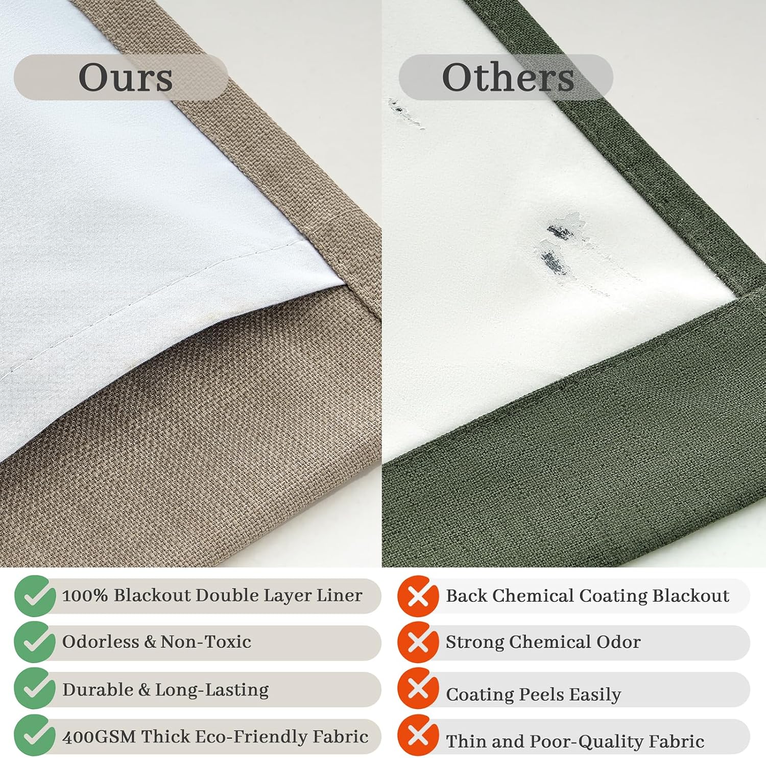 Pinch Pleated Drapes Linen Room Darkening Curtains 96 Inches Long for Bedroom, Taupe Black Out Floor to Ceiling Sound Dampening Double Layer Living Room Viral Windows Burg 2 Panels Set Burlywood Birch - Image 6