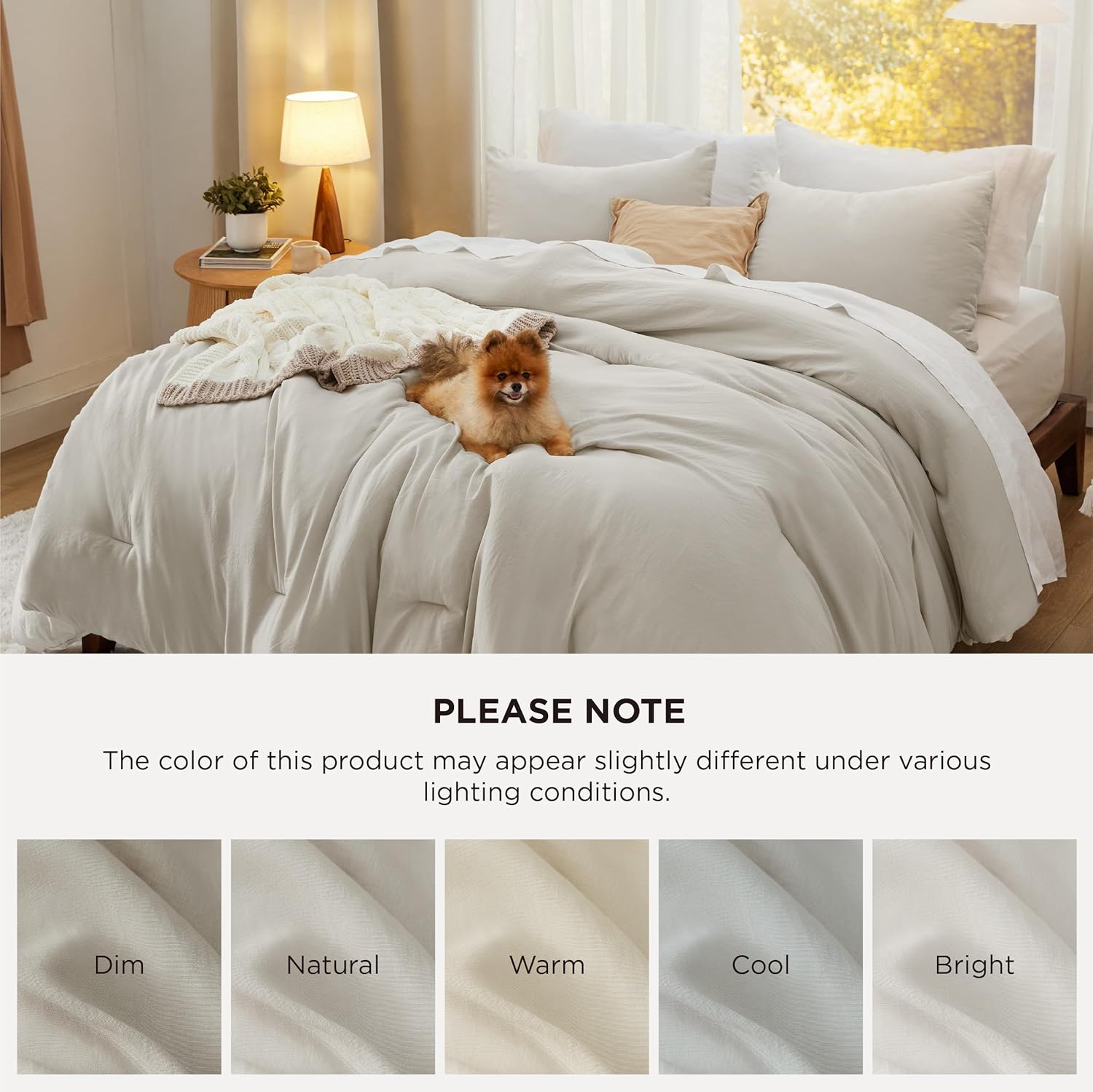 Bedsure King Comforter Set, Beige Soft Prewashed Bedding for All Seasons, 3 Pieces GentleSoft™ Bed Set, 1 Lightweight Comforter (104"x90") and 2 Pillowcases (20"x36") - Image 7