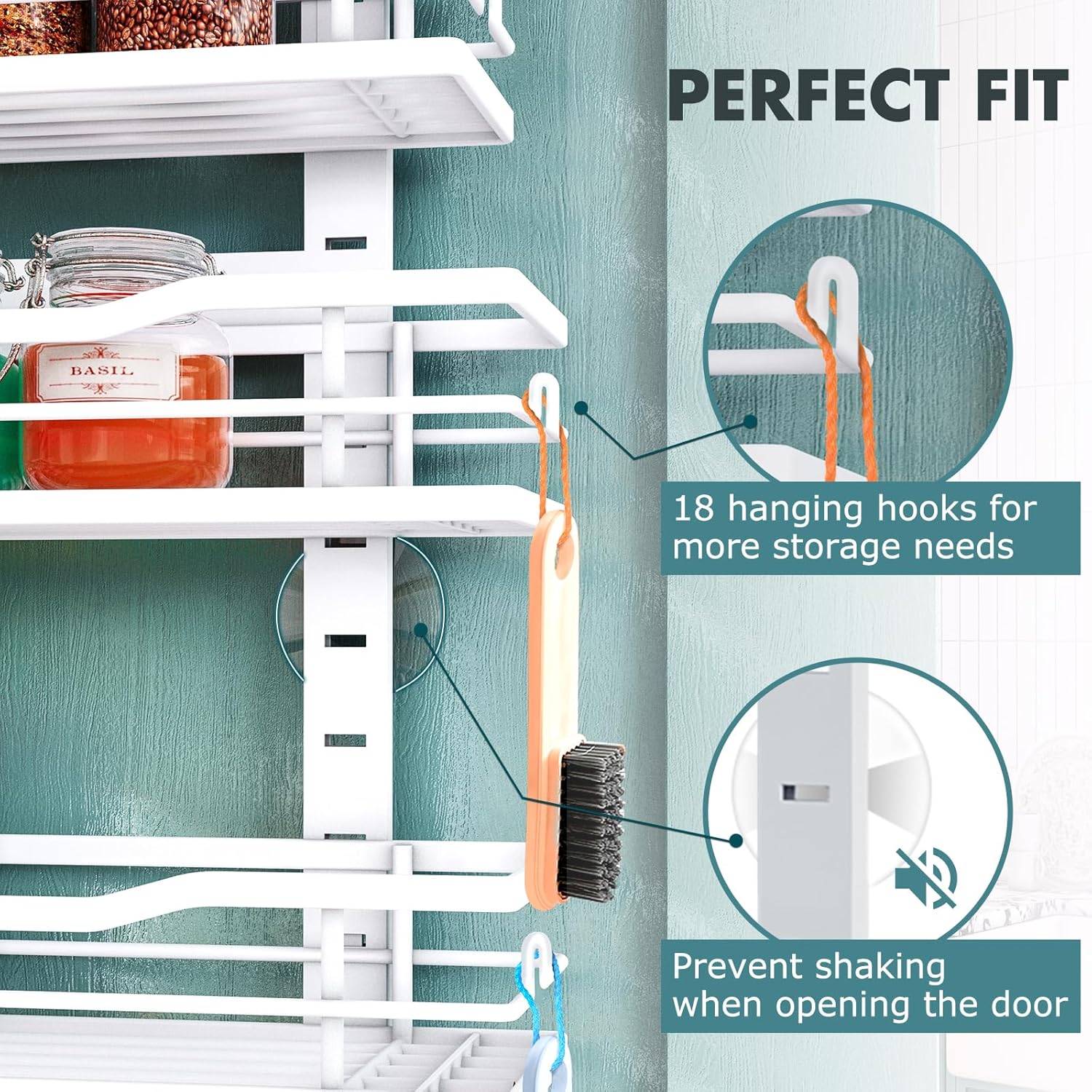 Eastherry Over The Door Pantry Organizer,9-Tier Over The Door Organizer with Adjustable Basket,Metal Hanging Pantry Organizers and Storage for Kitchen, Back of Door Seasoning Rack - Image 6