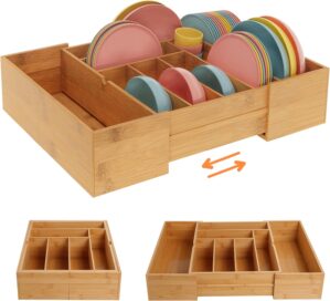 BAMEOS 3.9inch Tall Bamboo Drawer O...