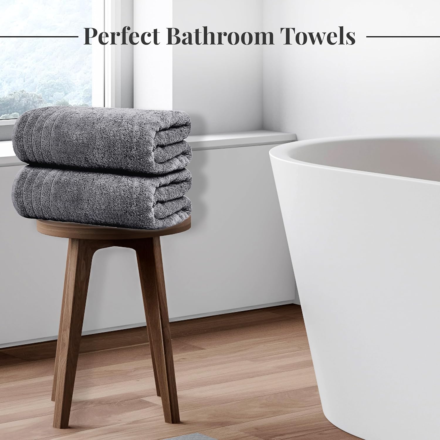 Tens Towels Pack of 8 Towels Set, 2 Extra Large Bath, 2 Hand, 4 Washcloths, 100% Cotton, Lighter Weight, Quicker to Dry, Super Absorbent, Perfect for Bathroom, Dark Grey - Image 2