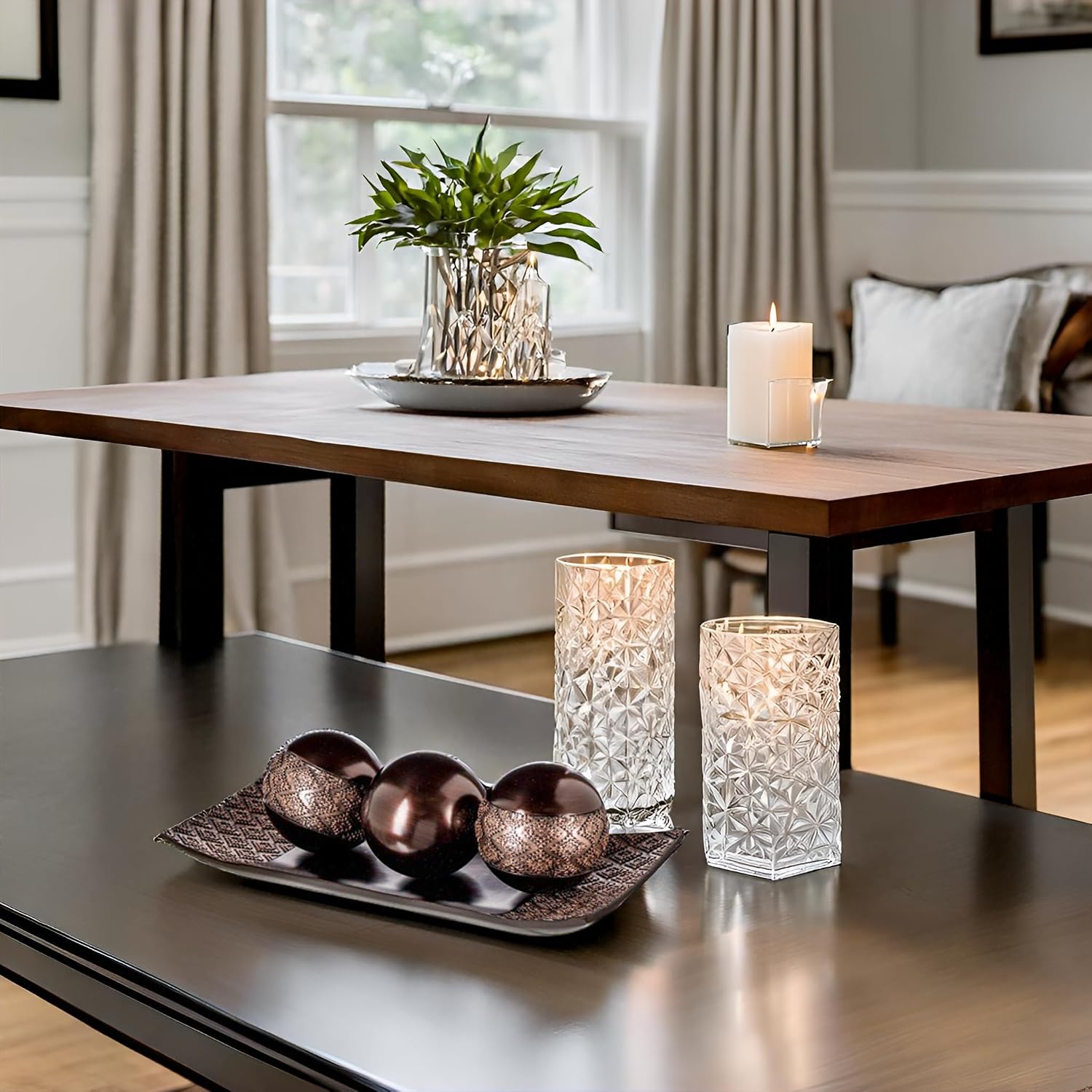 Creative Scents Dublin Brown Tray and Ball Set - Living Room, Entry Table Decor Centerpiece Table Decorations - Decorative Tray for Dining Room, Accent Decor Bowl for House Decoration - Image 6