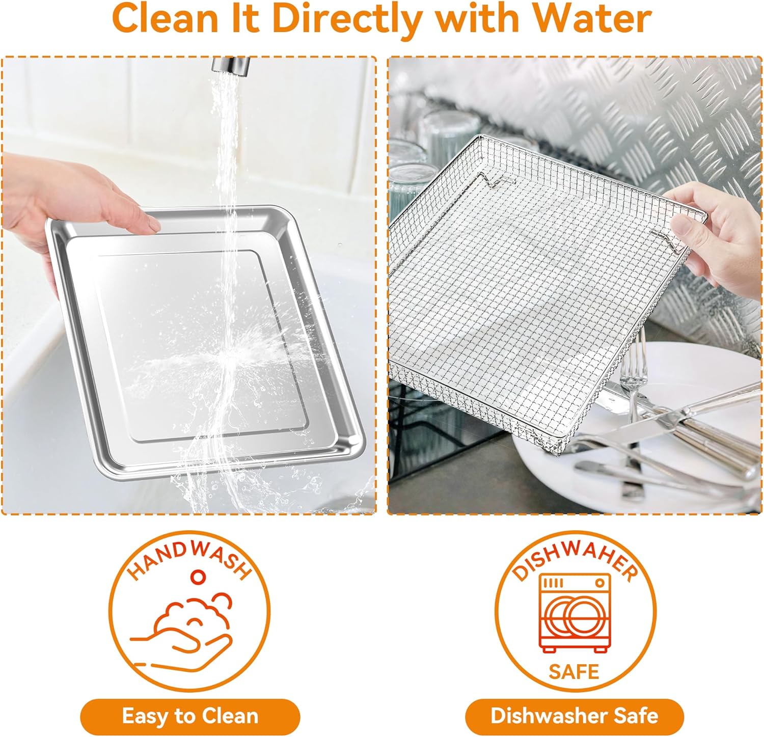Baking Sheet Pan for Cuisinart Toaster Oven Tray,air fryer tray replacement | 12.4"x11"Stainless Steel for Cuisinart Air Fryer TOA-060/065/070,Toaster Oven Accessories,Cookie & Bread Baking Pan 2 PCS - Image 3