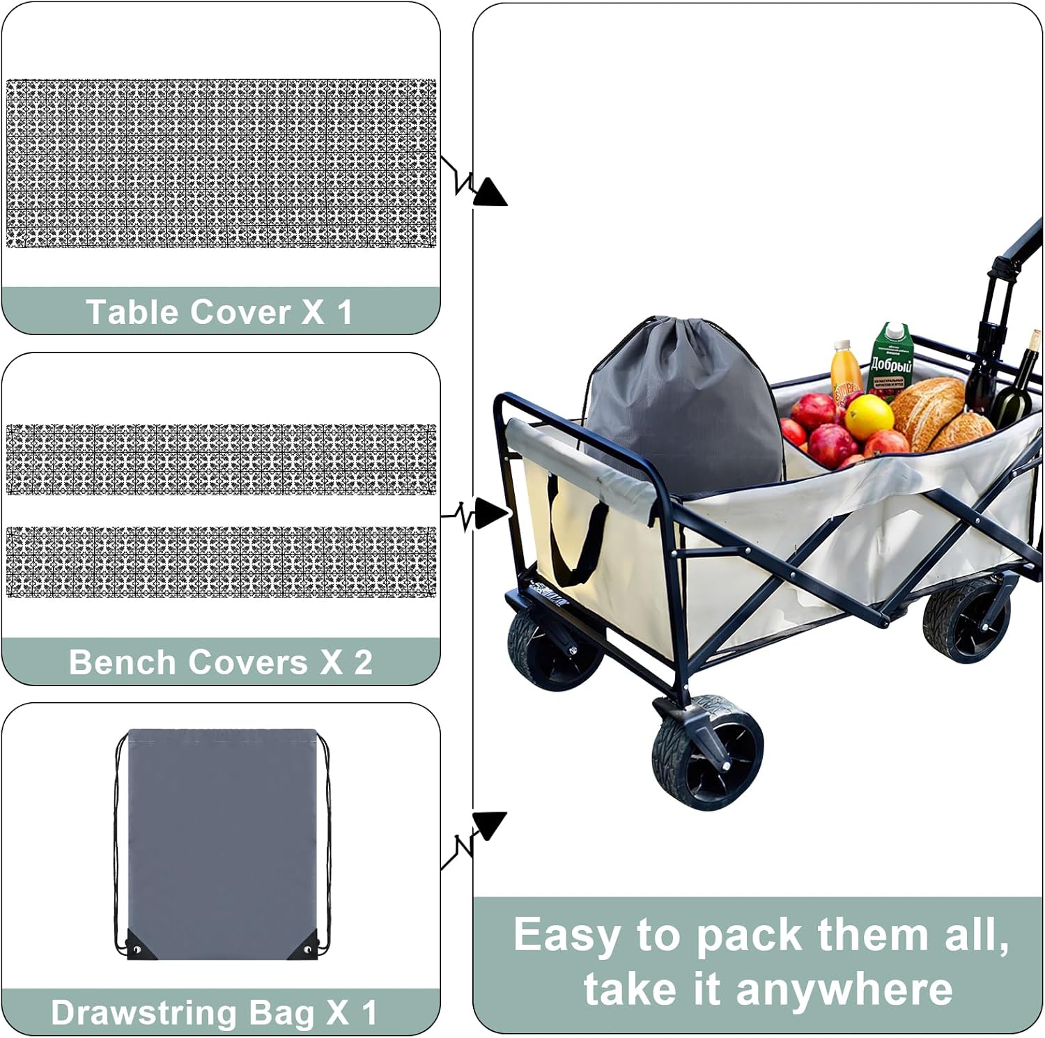 misaya Picnic Table Cover with Bench Cover, Waterproof Elastic Fitted Tablecloth for 6 Foot Tables, Rectangle Washable Polyester Tablecloths for Picnic, Camping, Outdoor (Black, 30" x 72") - Image 5