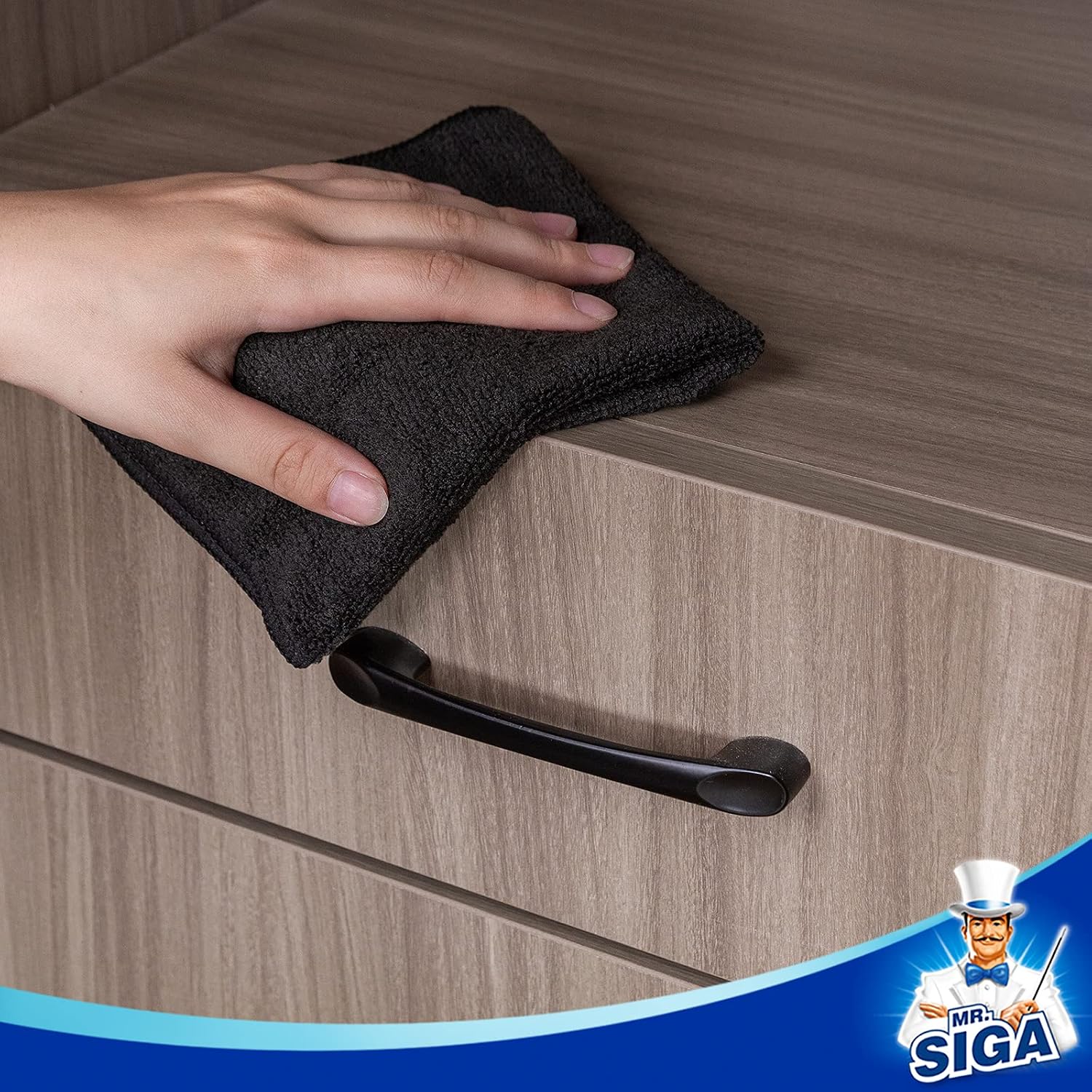 MR.SIGA Microfiber Cleaning Cloth, All-Purpose Microfiber Towels, Streak Free Cleaning Rags, Pack of 12, Black, Size 32 x 32 cm(12.6 x 12.6 inch) - Image 5