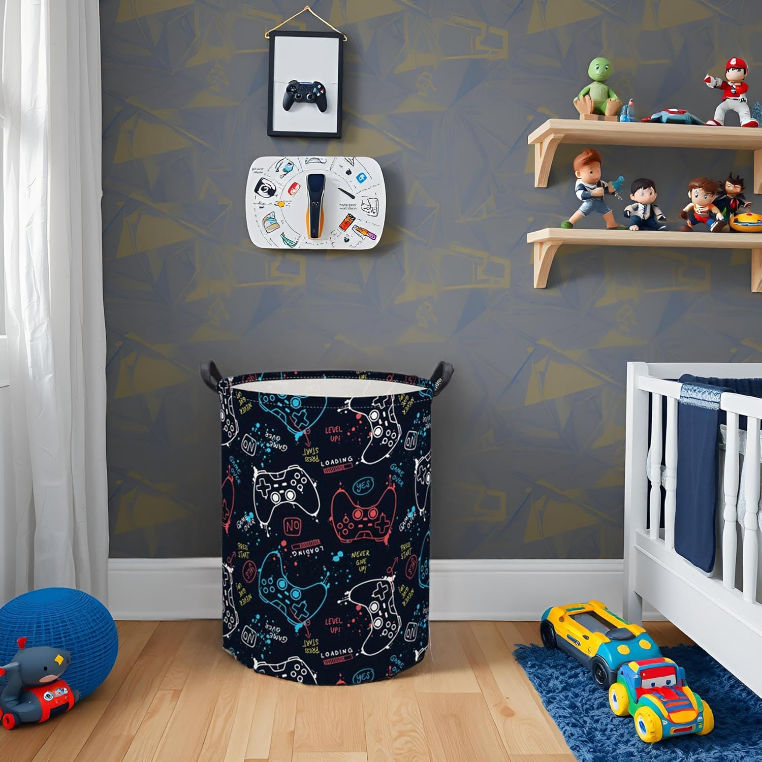 Game Laundry Basket Boys Kids Baby Laundry Hamper Dirty Clothes Organizer Toy Storage Bin Nursery Hamper for Bedroom Room Decor(Game) - Image 4