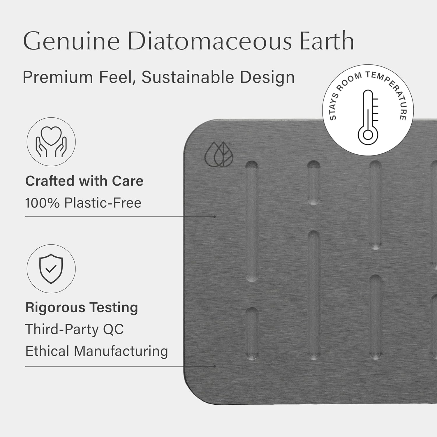 Dorai Home Stone Bath Mat - Premium Diatomaceous Earth Bath Floor Mats with Non-Slip Base, Fast-Drying Modern Shower Mat for Bathroom | Rain Slate - Image 4