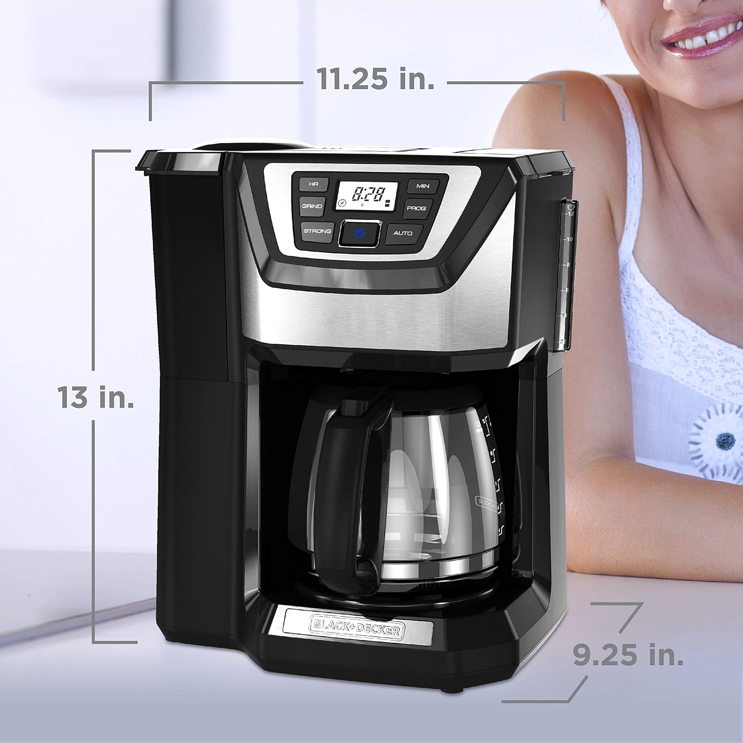 Black and Decker BLACK+DECKER 12-Cup Mill and Brew Coffeemaker, Black, CM5000B - Image 7