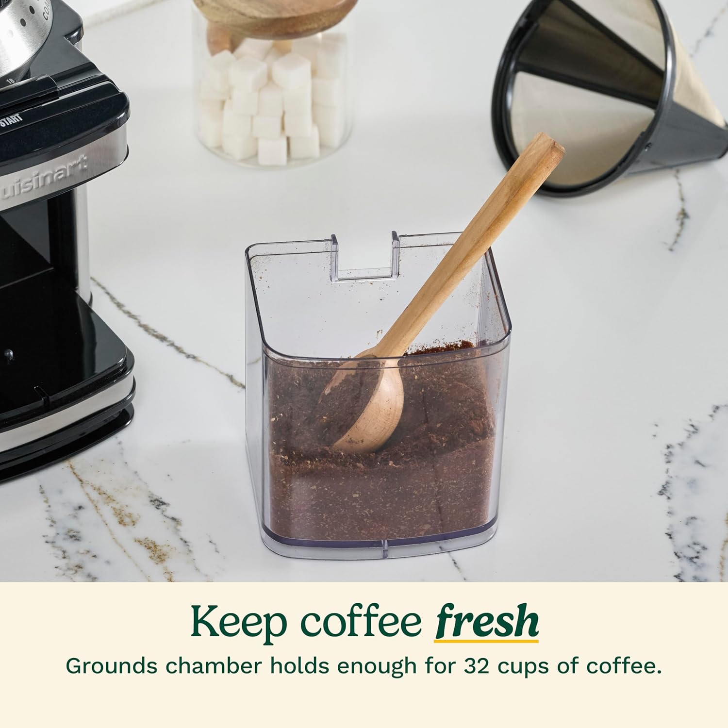 Cuisinart Coffee Grinder, Electric One-Touch Automatic Burr Coffee Grinder with 18-Position Grind Selector, Cup Size Selector for 4 – 18 Cups, DBM-8P1, Black Stainless - Image 7